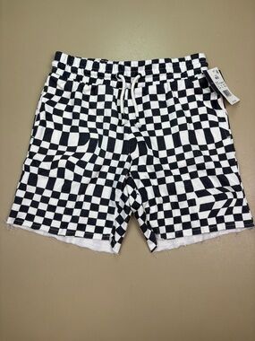 Grayson Threads Kids Checkerboard Shorts M8 Black White Pull On NWT
